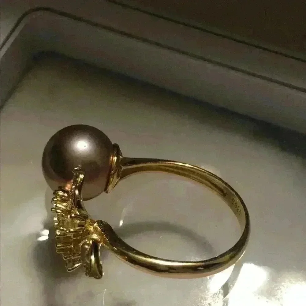 10mm Custom Made Genuine Pearl Clover Ring